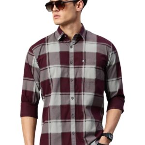 Majestic Man Stylish Slim Fit Cotton Spread Collar Checked Casual Shirt